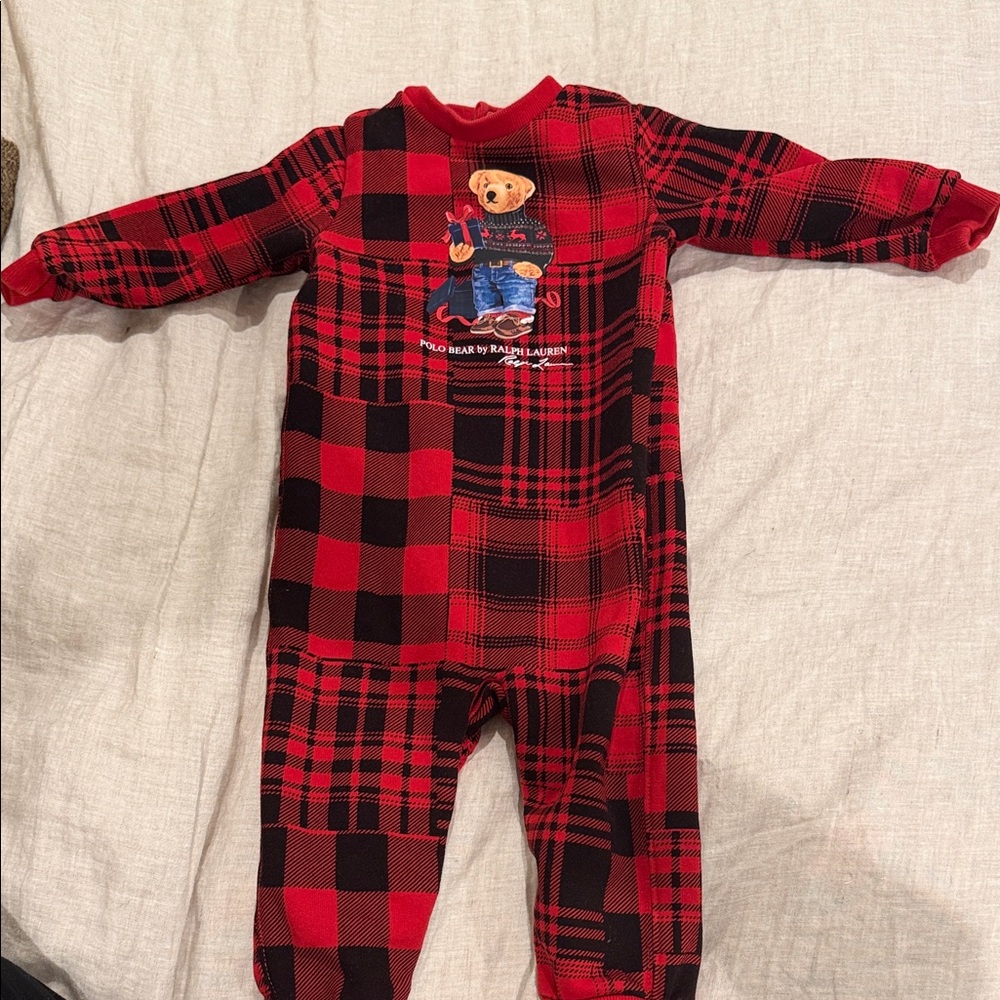 Ralph Lauren Kids Red and Black Plaid Footie